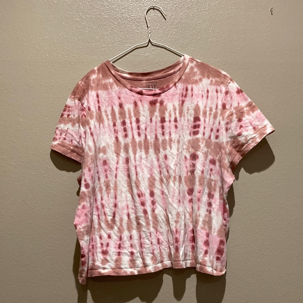 GAP pink tie dye short t shirt, size XL